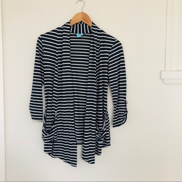 h.i.p. Sweaters - Blue and white striped cardigan